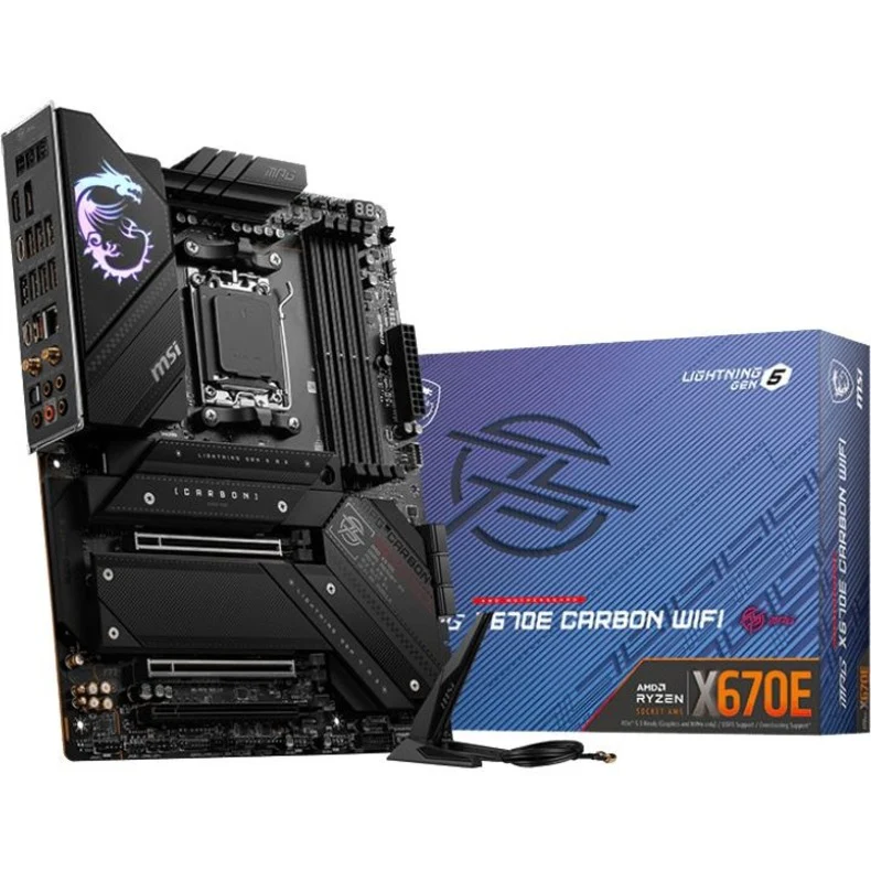 MSI X670ECARBWIFI MPG X670E CARBON WIFI Gaming Desktop Motherboard - AMD X670 Chipset, Socket AM5, ATX