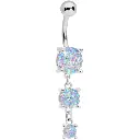 White Gem Triple Drop Dangle Belly Ring