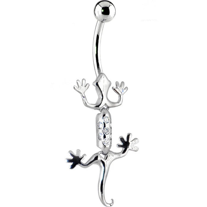 16 Gauge Solid 14kt White Gold Lizard Belly Ring