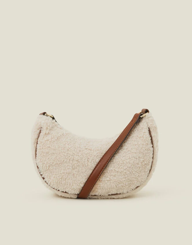 Faux Shearling Sling Cross-Body Bag