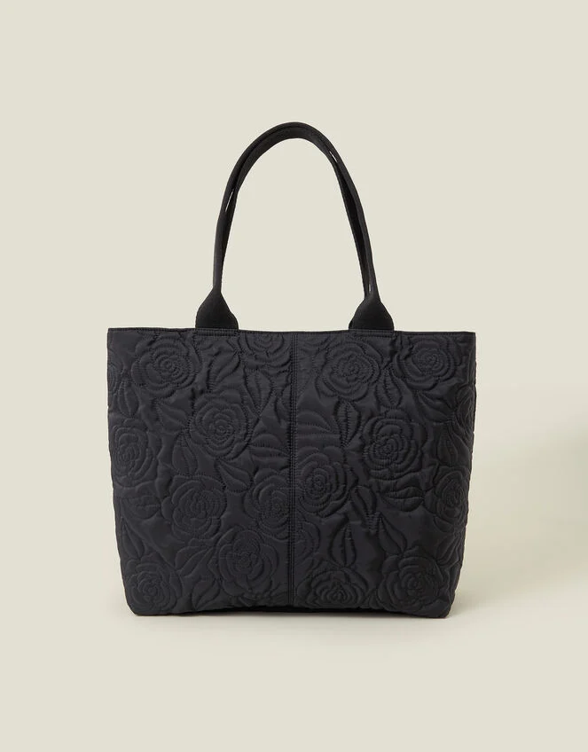 Floral Quilted Nylon Tote Bag