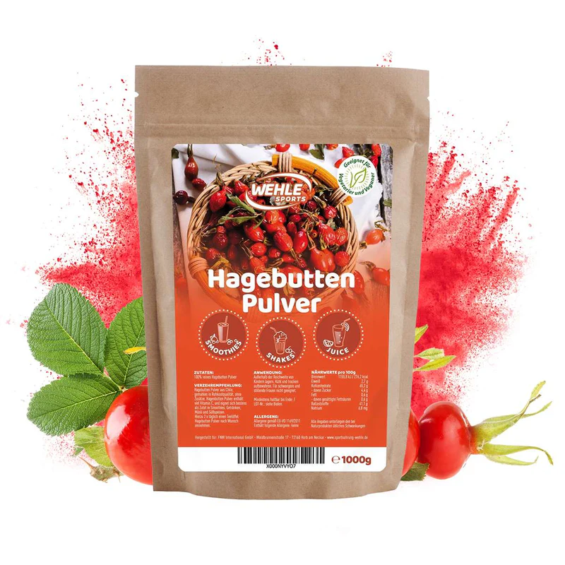 Wehle Sports ORGANIC Rosehip Powder (natural vitamin C) - 1kg 