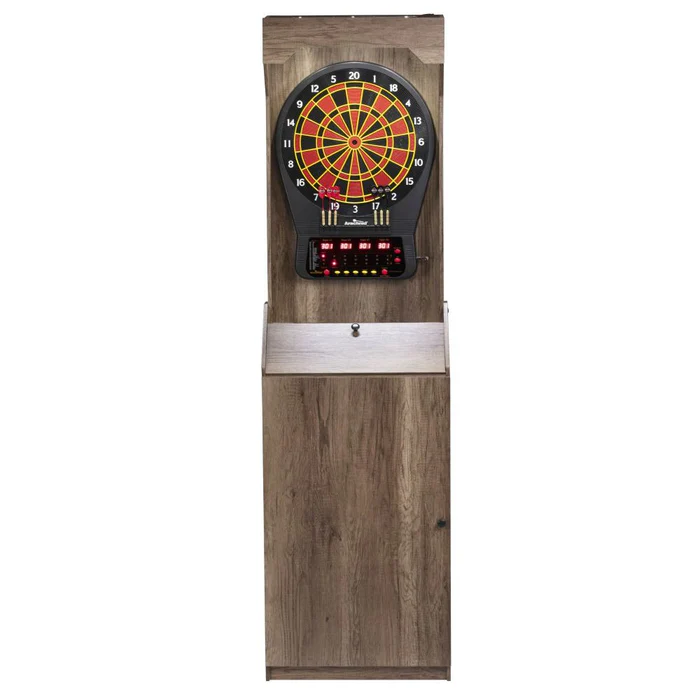 CricketPro 650 LED Lighted Standing Electronic Dartboard Cabinet Set 
