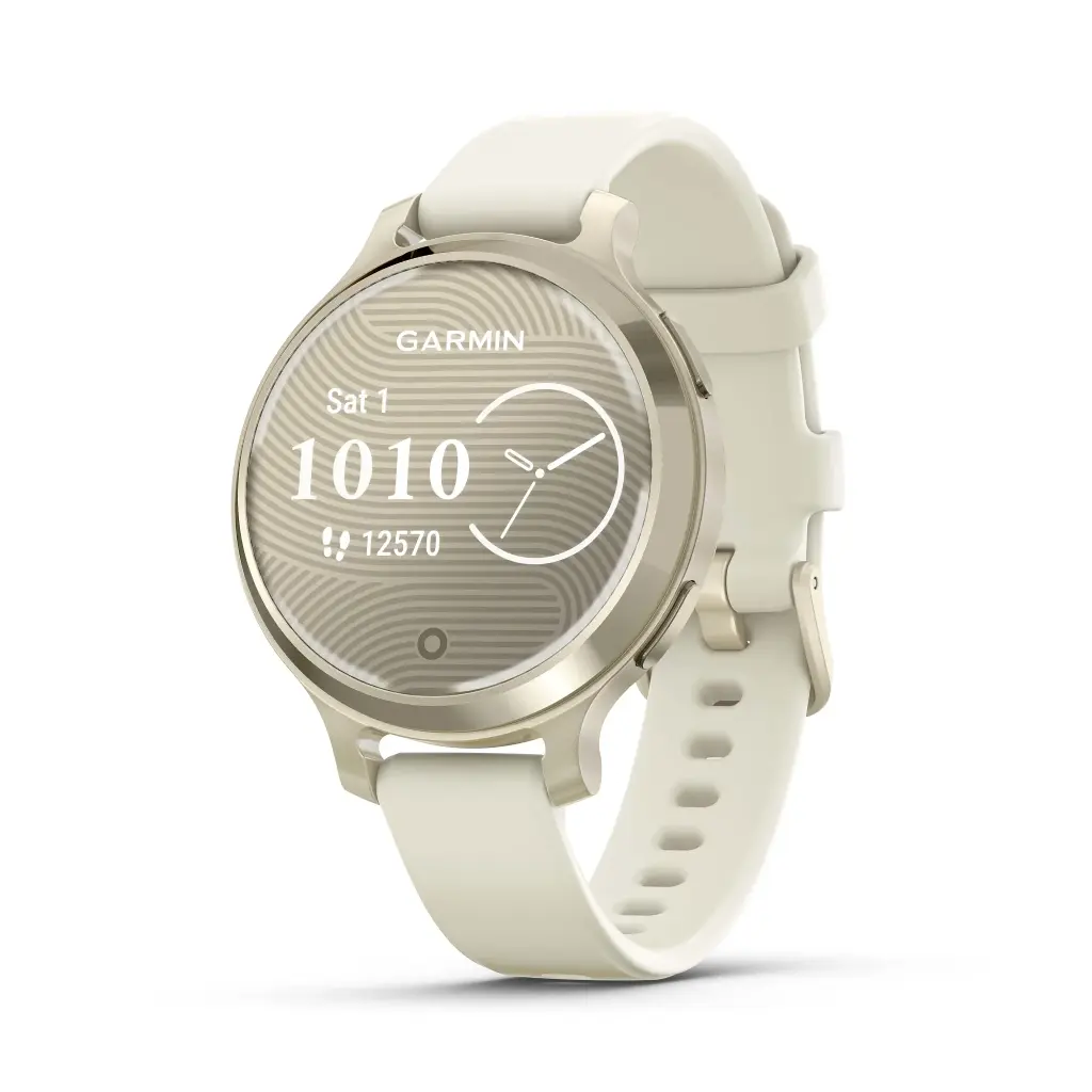 Garmin Lily 2 Active 38 mm Women Small and Stylish GPS Smartwatch Lunar Gold & Bone 