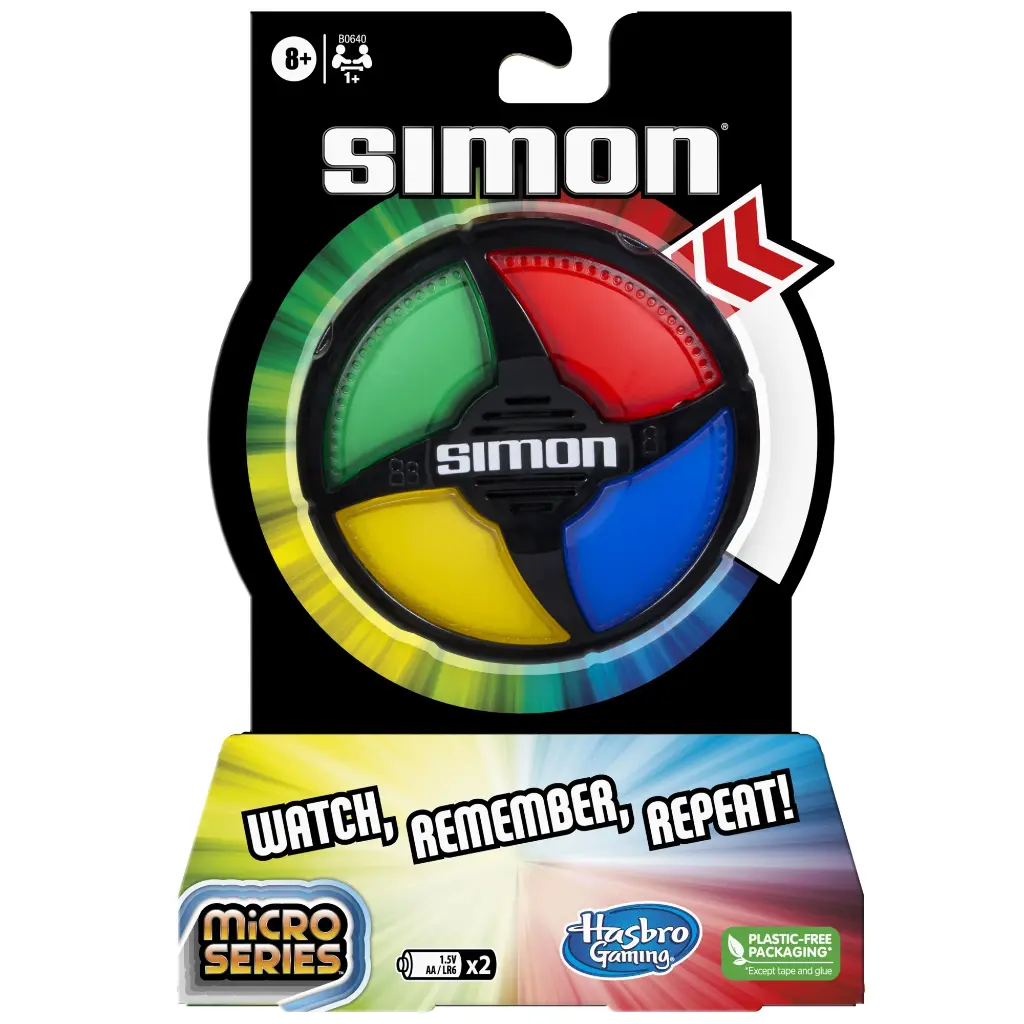 Simon Micro Series Electronic Game, Classic Gameplay in a Compact Size, Stocking Stuffers for Kids 
