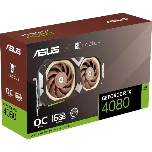 Asus RTX4080-O16G-NOCTUA GeForce RTX 4080 16GB GDDR6X Graphic Card, 2.63 GHz Boost Clock, 4K Gaming Power