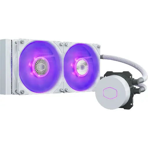 Cooler Master MLW-D24M-A18PC-RW MasterLiquid ML240LV2 RGB White Edition, Liquid Cooler with 2 Fans, 1800 rpm Fan Speed, 463.8 gal/min Maximum Airflow