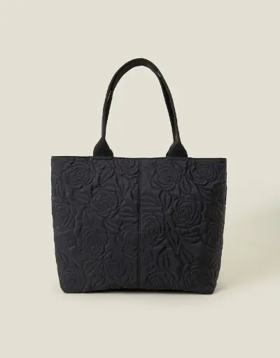 Floral Quilted Nylon Tote Bag
