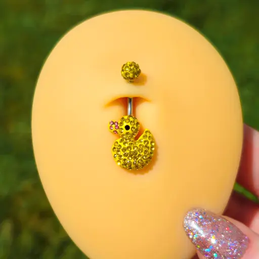 Sydney Belle Girlfriend Collection Yellow Pink CZ Gem Rubber Duck Ducky Belly Ring