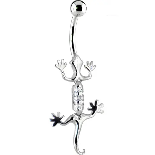 16 Gauge Solid 14kt White Gold Lizard Belly Ring