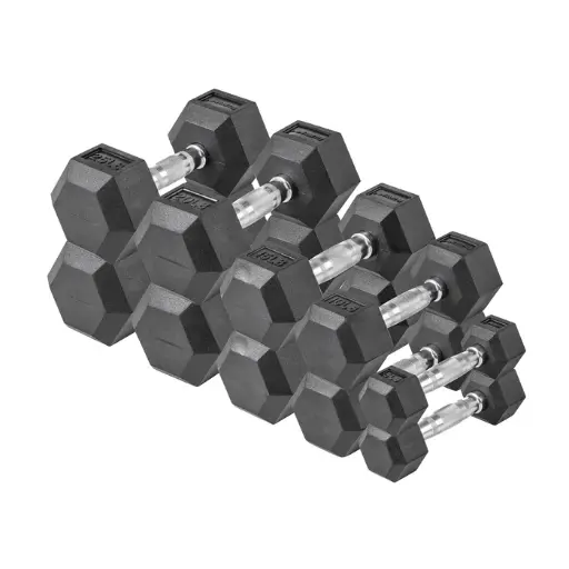 Hex Rubber Dumbbell Fitness Training Weight Set 