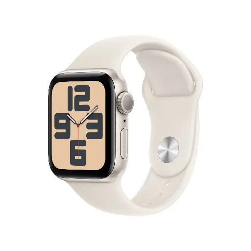 Apple Watch SE (2nd Gen) [GPS 40mm] Smartwatch with Starlight Aluminum Case with Starlight Sport Band - S/M 