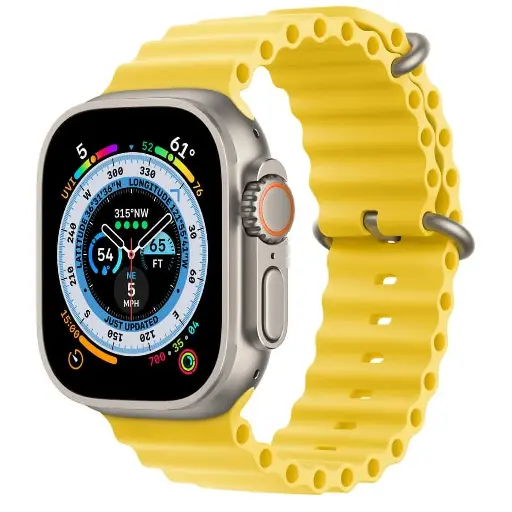Restored Apple Watch Ultra (GPS + Cellular) 49mm Titanium Case with Yellow Ocean Band