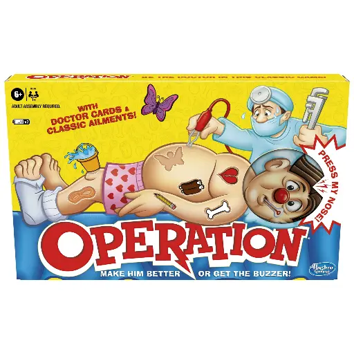 Operation, Classic Kids Family Favorite Strategy Game with 12 Plastic Ailments 